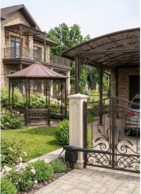 Кованые ворота, навесы и беседки