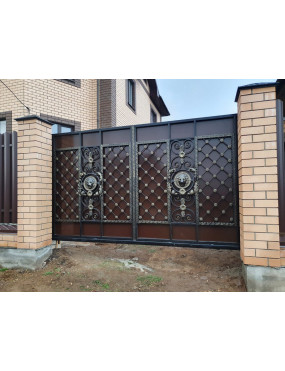 Откатные ворота СтройМет, заполнение - кованое